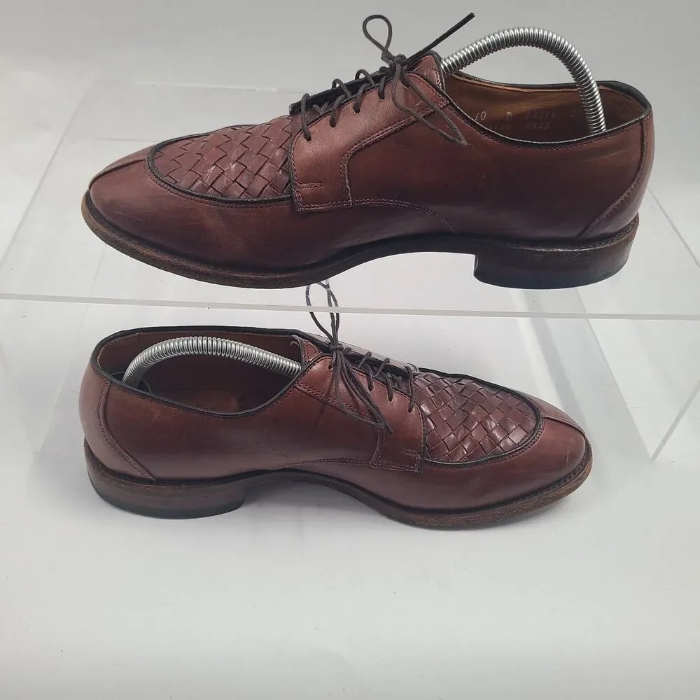 Allen Edmonds Hersey Mens 10 D Oxfords Chili Weave Leather Split Toe Derby Shoes